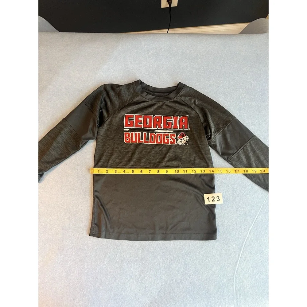Georgia Bulldogs Athletic T-Shirt Black Red Size S Kids Youth Polyester Blend